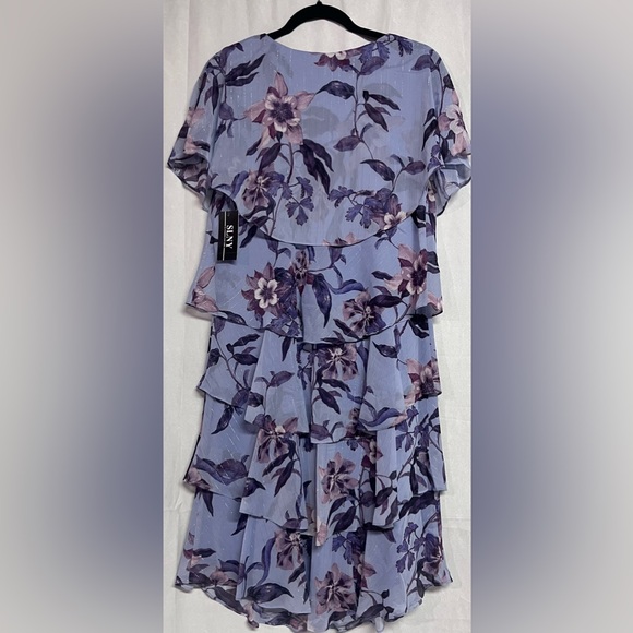 SLNY Floral Print Chiffon Tiered Dress Size 8 NWT - Picture 4 of 5